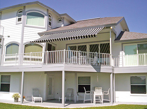 a Series G150 Retractable Awning over a second floor deck